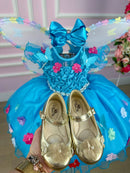 Vestido Princesa Belli Bia Jardim Encantado Azul Tiffany