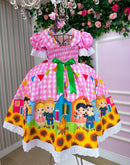 Vestido Marie Junino Luxo Arraia Do Sorriso Rosa