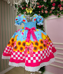 Vestido Marie Junino Luxo Quadrilha das Estrelas Azul