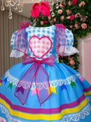 Vestido Marie Junino Luxo Quermesse do Amor Azul