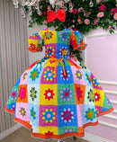 Vestido Marie Junino Luxo Quermesse Elegante Laranja