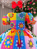 Vestido Marie Junino Luxo Quermesse Elegante Laranja