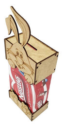 Caixa mdf para Bombom coelho Feliz Páscoa Tam: 11 X 7C X 26A CM Cod:PASC028