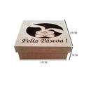 Caixa mdf com tampa coelho Feliz Páscoa Tam: 15L X 15C X 5A CM Cod:PASC022