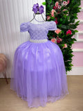 Vestido Enjoy Longo Laura Lilas Rendado