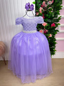 Vestido Enjoy Longo Laura Lilas Rendado