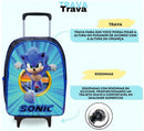 Kit Mochila Rodinhas + Lancheira + Estojo Sonic