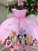 Vestido Ysa Kids Looney Tunes Baby Rosa