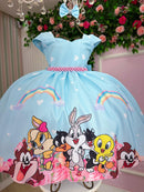 Vestido Ysa Kids Looney Tunes Baby Azul Bebe