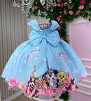 Vestido Ysa Kids Looney Tunes Baby Azul Bebe
