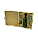 Caixa mdf com dobradiças e fecho para 1 vinho e 2 taças cod:CX005-14 - Tamaho 34L x34C x 8A cm