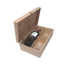Caixa mdf tampa trabalhada para 1 vinho e 2 taças cod:CX005-10 - Tamaho 39,5L x22C x 13A cm