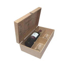 Caixa mdf tampa trabalhada para 1 vinho e 2 taças cod:CX005-10 - Tamaho 39,5L x22C x 13A cm