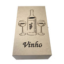 Caixa mdf tampa trabalhada para 1 vinho e 2 taças cod:CX005-10 - Tamaho 39,5L x22C x 13A cm