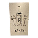 Caixa mdf tampa trabalhada para 1 vinho e 2 taças cod:CX005-10 - Tamaho 39,5L x22C x 13A cm