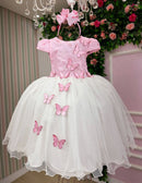 Vestido Juvenil - Midi Vila Lele Sabrina Rosa Bebe e Off