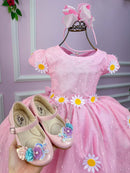 Vestido Marie Jardim Encantado Margaridas Rosa Bebe