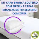 Kit Capa de Colchão com Zíper e 2 Capas de Traveseiro com Zíper