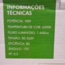 Luminária de Led de Embutir Quadrado 18W 6500K Luz Branca Fria - TECHLUZ