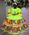 Vestido Junino Banana Club Luxo Roça Animada