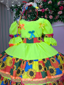 Vestido Junino Banana Club Luxo Roça Animada