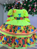 Vestido Junino Banana Club Luxo Roça Animada