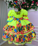 Vestido Junino Banana Club Luxo Roça Animada