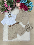 Conjunto Social Miss Cherry Leandro Colete Bege