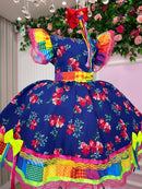 Vestido Junino Banana Club Luxo Forro Kids
