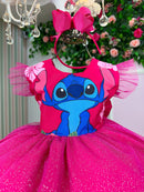 Vestido Tematicos Ysa Kids Lilo Stitch Pink Modelo 3