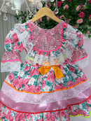Vestido Junino Bell Luxo Arraia do Brilho Rosa Bebe