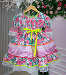 Vestido Junino Bell Luxo Arraia do Brilho Rosa Bebe