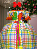 Vestido Marie Junino Luxo Dois Corações Laranja