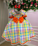 Vestido Marie Junino Luxo Dois Corações Laranja