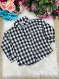 Camisa Xadrez Julio Branca e Preta Flanela/Flanelada Junina
