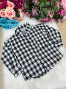 Camisa Xadrez Julio Branca e Preta Flanela/Flanelada Junina