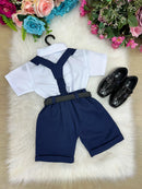 Conjunto Miss Cherry Meninos Social Shorts Ravi Azul Marinho