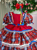Vestido Bella Child Junino Caipira Luxo Maça do Amor