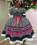 Vestido Marie Junino Luxo Arraia do Amor Preto