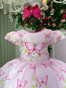 Vestido Marie Jardim Encantado Borboleta Rosa