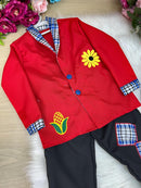Conjunto Junino Princesa Belli Seu Zé Terno Vermelho