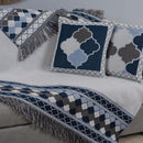 Kit Xale para Sofá Grécia 5 Peças 1,35m x 1,35m 60% Algodão / 40% Poliéster Jacquard com Franja Acompanha Almofadas Chei