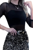 Body Feminino em Tule Manga Longa Dani Ref. 755