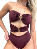 Body Feminino em Suplex Sem Alça com Recorte Duplo e Argolas Venus Ref. 1391