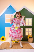 Vestido Junino Bell Luxo Arraia do Brilho Rosa Bebe