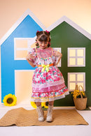 Vestido Junino Bell Luxo Arraia do Brilho Rosa Bebe