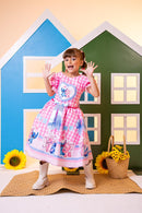 Vestido Junino Tematico Luxo Lilo Stitch Rosa Bebe