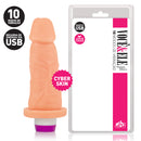 Pênis em CyberSkin® com 10 Modos de Vibração Recarregável  USB 14,5 x 4cm