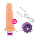 Pênis em CyberSkin® com 10 Modos de Vibração Recarregável  USB 16 x4cm