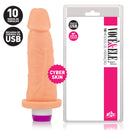 Pênis em CyberSkin® com 10 Modos de Vibração Recarregável  USB 16 x4cm